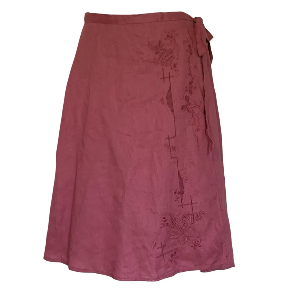 J.Crew Linen Embroidered Wrap Skirt